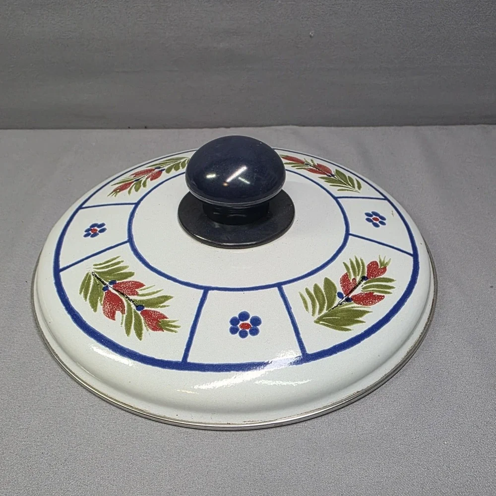 RARE Henriot Quimper Metal Dutch Oven Enamelware Breton Man & Woman Lady Pot HB